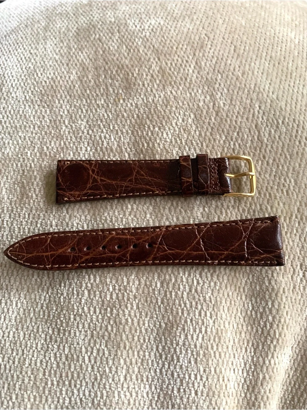 Men's 20mm Shiny Brown Genuine  Crocodile Skin Watch Strap Band Made in USA
